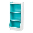 IRIS USA, 3Tier Storage Organizer Shelf with Footboard, White and Blue