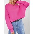 thumbnail image 4 of Women'S Oversized Batwing Sweaters 2025 Fall Outfits Trendy Crewneck Knit Side Slit Fashion Pullover Tops Rose Red S, 4 of 7