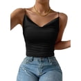 thumbnail image 5 of Women'S Silk Satin Camisole Cowl Neck Tank Top Silky Basic Tank Shirt Black XL, 5 of 9