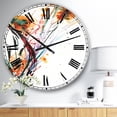 thumbnail image 2 of Designart 'Abstract Handpainted Orange Flowers Traditional Wall Clock, 2 of 4