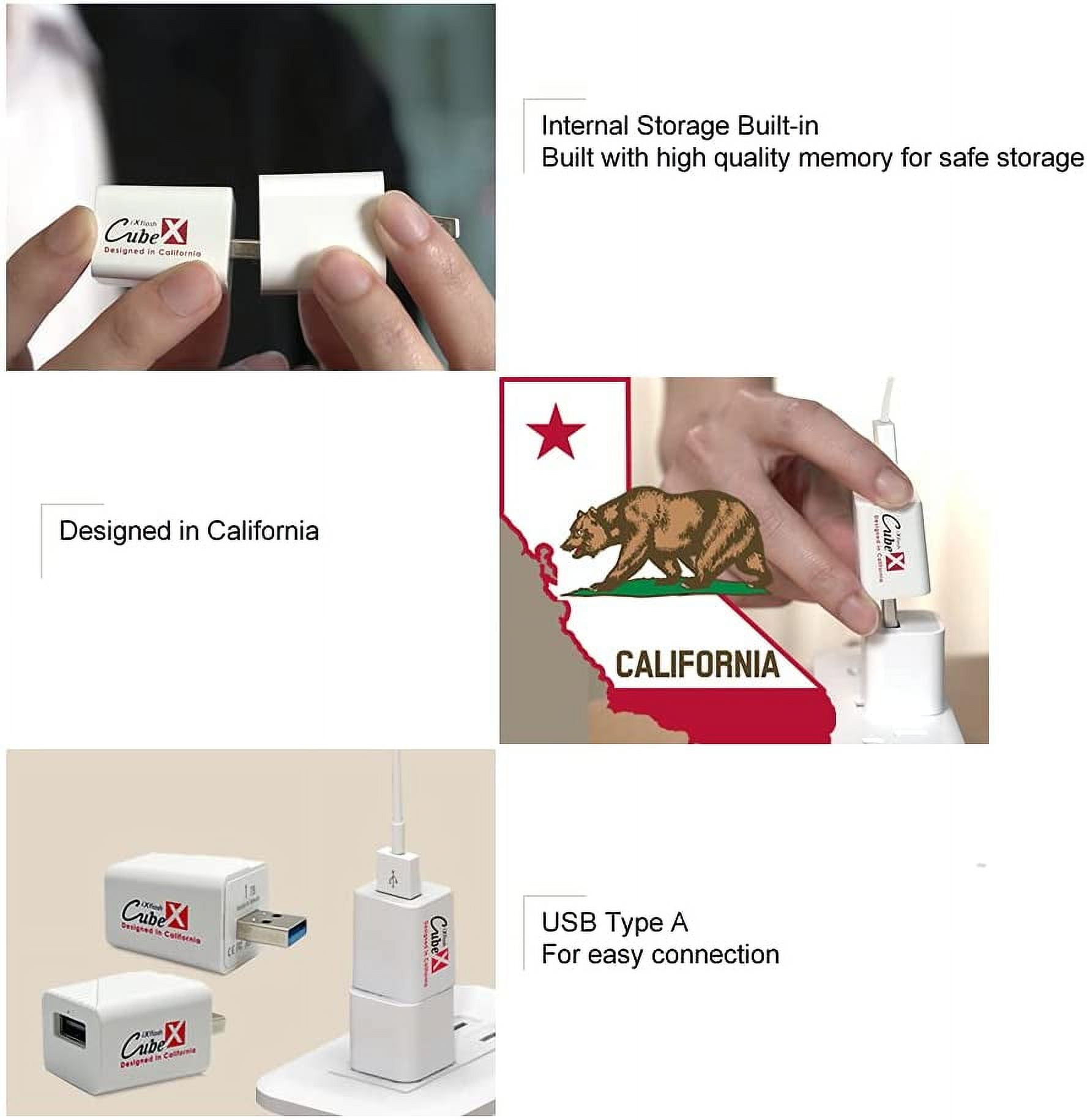 PioData iXflash Cube 512GB Photo Storage Device Apple MFi Certified USB Type A for iPhone & iPad, Auto Backup Photos & Videos