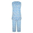 thumbnail image 7 of AKOEE Cotton Pajamas Loungewear Women 2 Piece Solid/Floral Print Sleeveless Pleated Tank Top with Knee Length Short Pants Sets (X-Large, Light Blue 03), 7 of 7