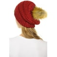 thumbnail image 3 of C.C Hat-43 Thick Warm Cap Hat Skully Faux Fur Pom Pom Cable Knit Beanie Metallic Red, 3 of 4