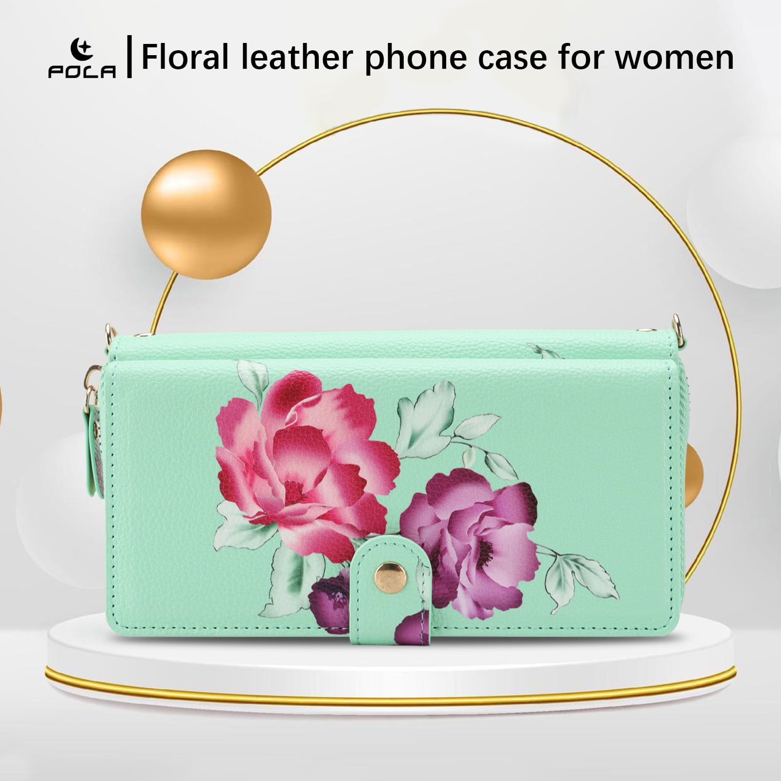 TECH CIRCLE 2-in-1 Wallet Case for iPhone 17 Air (6.5", 2025), Detachable Magnetic Back Cover, Flip Flower Phone Case with 15 Card Slots, Zipper Pocket, Crossbody Strap, Wrist Strap, Green