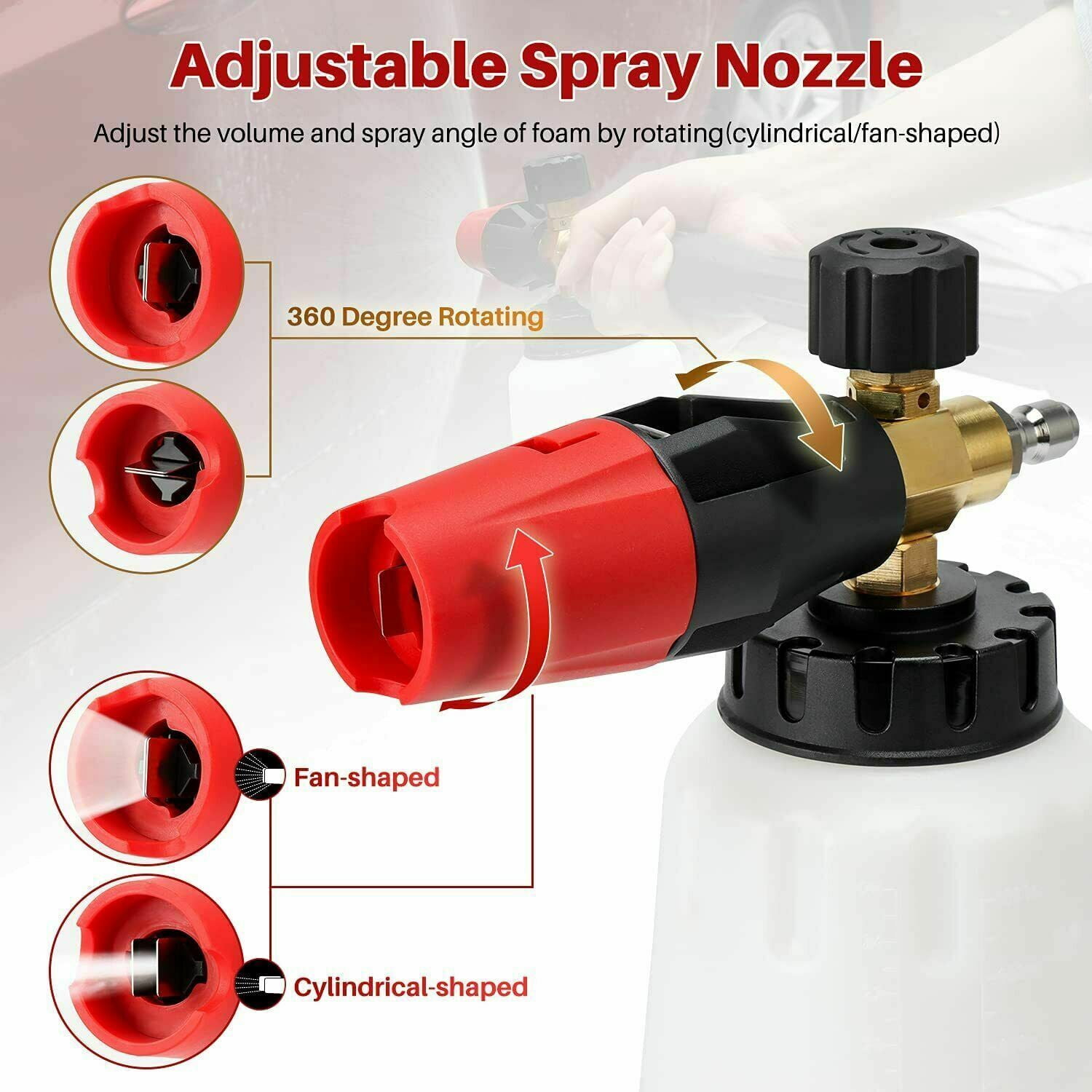PVUEL 1/4" Car Pressure Snow Foam Washer Gun Washer Soap Lance Cannon Spray Jet Bottle Black
