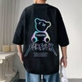 thumbnail image 2 of Ougyinr Men's T-shirts Tee Top Cotton Summer Crew Neck Rolle Short Sleeve Reflective Bear Print T-Shirt Plus Size, 2 of 11