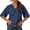 Blue, variant on Womens Short Sleeve V Neck Tops Plus Size Knit Lace Cutout Tie Neck Tassels For Lightweight Relaxed Fit Blouson Sleeve Blouse Summer Dressy Casual Tunic S-XXL