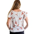 thumbnail image 4 of Cherries & Polka Dots Top - Keyhole Neck w Flutter Sleeves - Retro Style - Size Small, 4 of 4