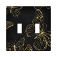 thumbnail image 2 of Butterflies Golden Outline Light Switch Plate Covers 3 Gang Wall Plate Plastics Outlet Covers for Kitchen Home Office Decor, 2 of 8