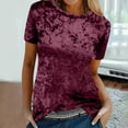 thumbnail image 4 of Womens Clothes Kelon Women's Tops Short Sleeve Shirts Crew Neck Velvet Dressy Casual Trendy Clothes Loose Fit Shirts Business Dressy Casual 2026, S, 4 of 8
