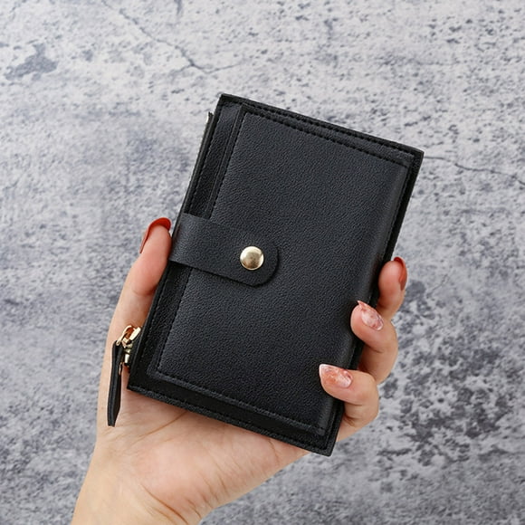 WIZUTIZ Women's Wallet with Credit Card Slots Large Size Billfolds Zipper Purses Women Card Case Purse Womens Womens Zipper Pockets Medium Solid Bags Waterproof Large-Capacity Bag 1 PC Black