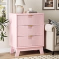 thumbnail image 3 of FANRAL Fluted 3 Drawer Nightstand,Modern Bedside Table with Anti-Tip Safety Design,Wood End Table for Bedroom Living Room,Pink Night Stand, 3 of 7