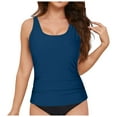 thumbnail image 3 of Hauetro Women's Tankini Top Only Tummy Control Swimsuit Top Ruched Swim Top Without Bottom（Blue,S）, 3 of 9