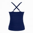 thumbnail image 5 of HCNTES Women Tankini Top Only - Tummy Control Bathing Suit Top Twist Front Swim Top Criss Cross Back Swimsuit Dark Blue,L, 5 of 9