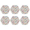 thumbnail image 2 of Pofeuu Colorful Spots Print Leather Coasters Set of 6, Round Cups Mugs Mat Pad for Home Kitchen Heat Resistant Drink Coasters,Hexagon, 2 of 7