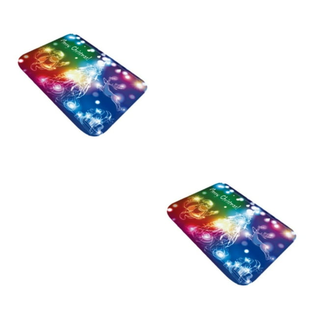 Guardoinrt Decorative Christmas Rectangle Entrance Door Mat Wide Application Convenient And Practical Polyester Christmas Door Mats As Shown 50cm×80cm 2Set