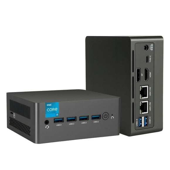 N9NP Mini PC, Intel Core i3-N305 (up to 3.8GHz), 16GB DDR4 RAM 1TB M.2 SSD, Intel UHD Graphics, Support Triple Display/2 x 2.5GbE I226-V/6 x USB Ports/WiFi 6/BT 5.2