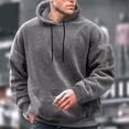 thumbnail image 2 of Yutgune Men's Loose Fit Pullover Hoodie, Warm Solid Long Sleeve Hooded Sweatshirt for Fall and Winter, 2 of 9