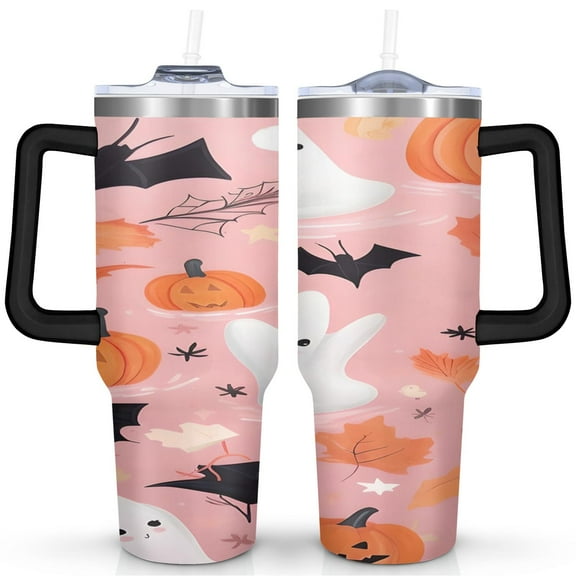 Halloween Party Tumbler 40oz - Ghost Bat Theme Vacuum Insulated Stainless Steel Cup
