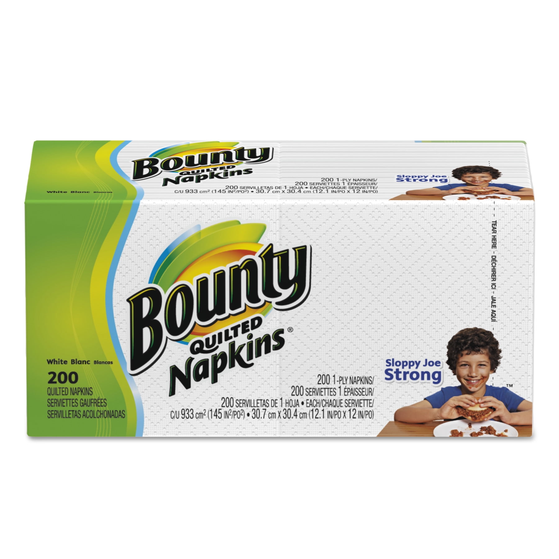 Bounty Quilted Napkins, 1-Ply, 12 1/10 x 12, White, 200/Pack, 8 Pack/Carton -PGC96595CT