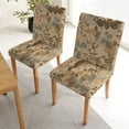 thumbnail image 2 of Vintage Floral Chair Covers Slipcovers Set of 4,Spandex Super Fit Stretch Removable Washable Kitchen Parsons Protector for Dining Room,Hotel,Ceremony,Beige Blue Flowers Dining Chair Cover, 2 of 5