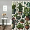 thumbnail image 2 of JEUXUS Plant Scene with Cacti and Succulents Shower Curtain for Bathroom Decoration White, 2 of 6