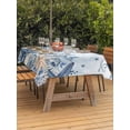 thumbnail image 3 of Outdoor Tablecloth with Umbrella Hole for Patio/Picnic/Party/Camping, Navy Blue Starfish Coastal Waterproof Table Cloth Rectangle Table Cover Washable, Nautical Summer Beach Coral Shell (60"x 120"), 3 of 8