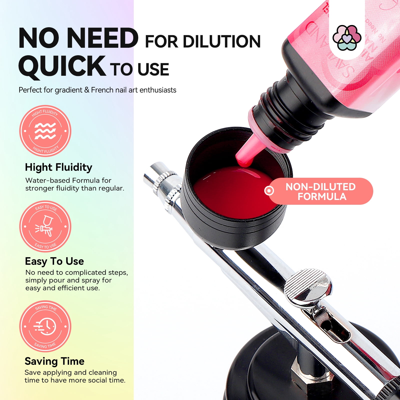 SAVILAND Airbrush Gel Nail Polish: 36 Colors No Need for Dilution Gel Polish Airbrush Paint for Nail Diluted High Pigmented for Acrylic French Gradients Cat Eye Paint Home Salon DIY