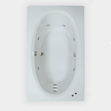 WaterTech Acrylic 72 in. x 42 in. GW Center Drain Drop-In Whirlpool Tub - White