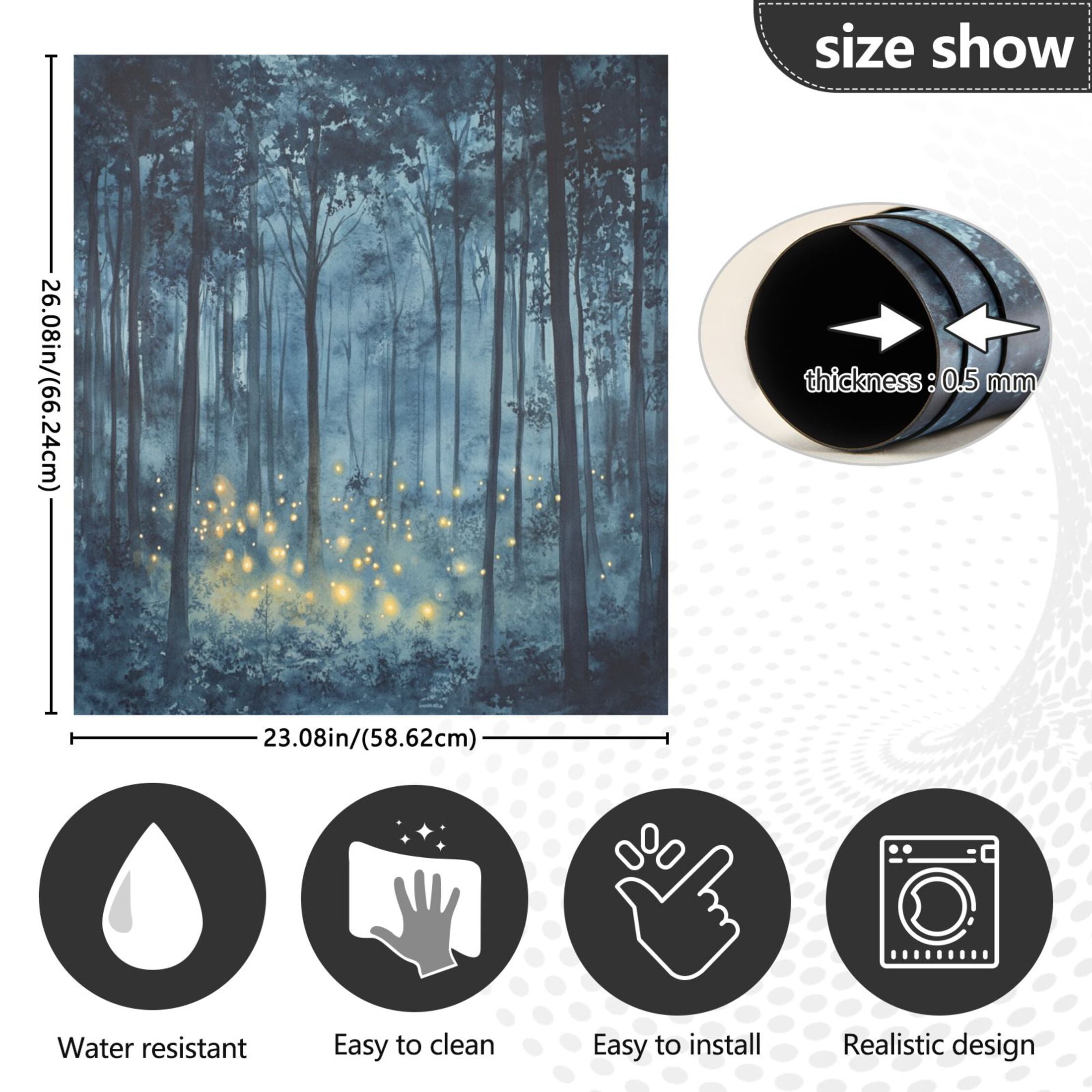 Dishwasher Magnetic Sticker 23x26 Inch Refrigerator Magnetic Sticker Washing Machine Magnetic Sticker Kitchen Panel Magnetic Sticker Home Decor Blue Firefly Forest