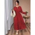 thumbnail image 6 of Women V Neck Short Sleeve Tied Elegant Casual Daily Dress Red XL, 6 of 9