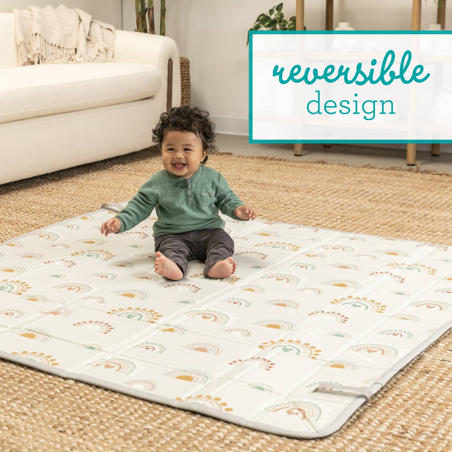Infantino Rainbow Foldable Soft Foam Mat 59", for Babies & Toddlers, Multicolor
