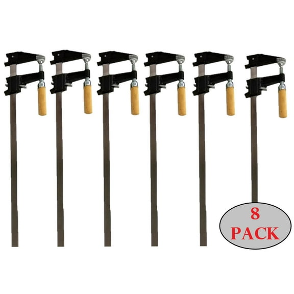 Set of 8 - 18" Steel Bar Clamp with Metal Ratcheting System and Quick Release Suitable for a Wide Range of Woodworking and Metalworking