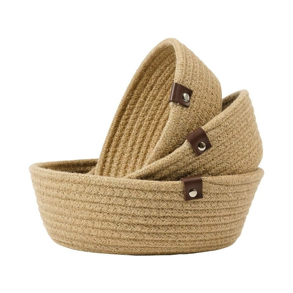 Yonrjhukm Storage Basket Three Piece Set, Durable Rope Material for Easy Organization of Clothes, Toys, and Household Items, Stylish Home Storage Solution