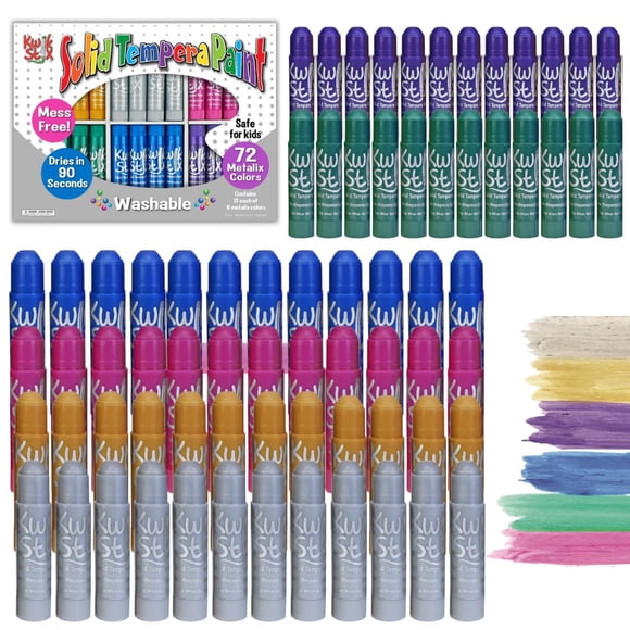 Kwik Stix Bâtons de Peinture Tempera Solides, 72 Couleurs Métalliques, Bâtons de Peinture Lavables pour Enfants, Séchage Super Rapide, Non Toxique, Sans Allergènes, Bâtons de Peinture
