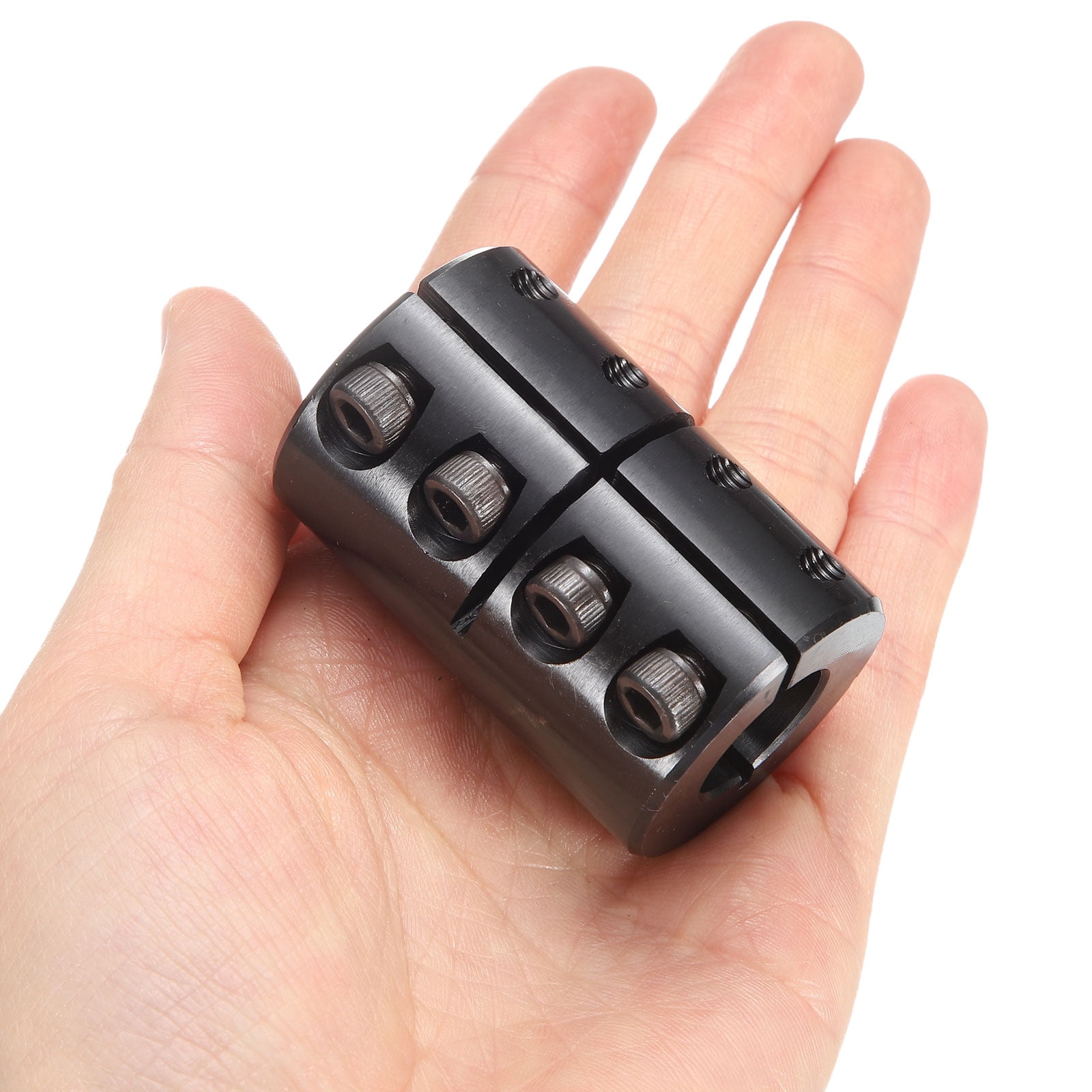 Uxcell Shaft Coupling, 5/8" to 5/8" Bore, 1-5/16" OD, 2" Length, Black Oxide Rigid Single Split Clamping Coupling with #10-32 x 1/2" Set Screws for 3D Printers Motor Wheel