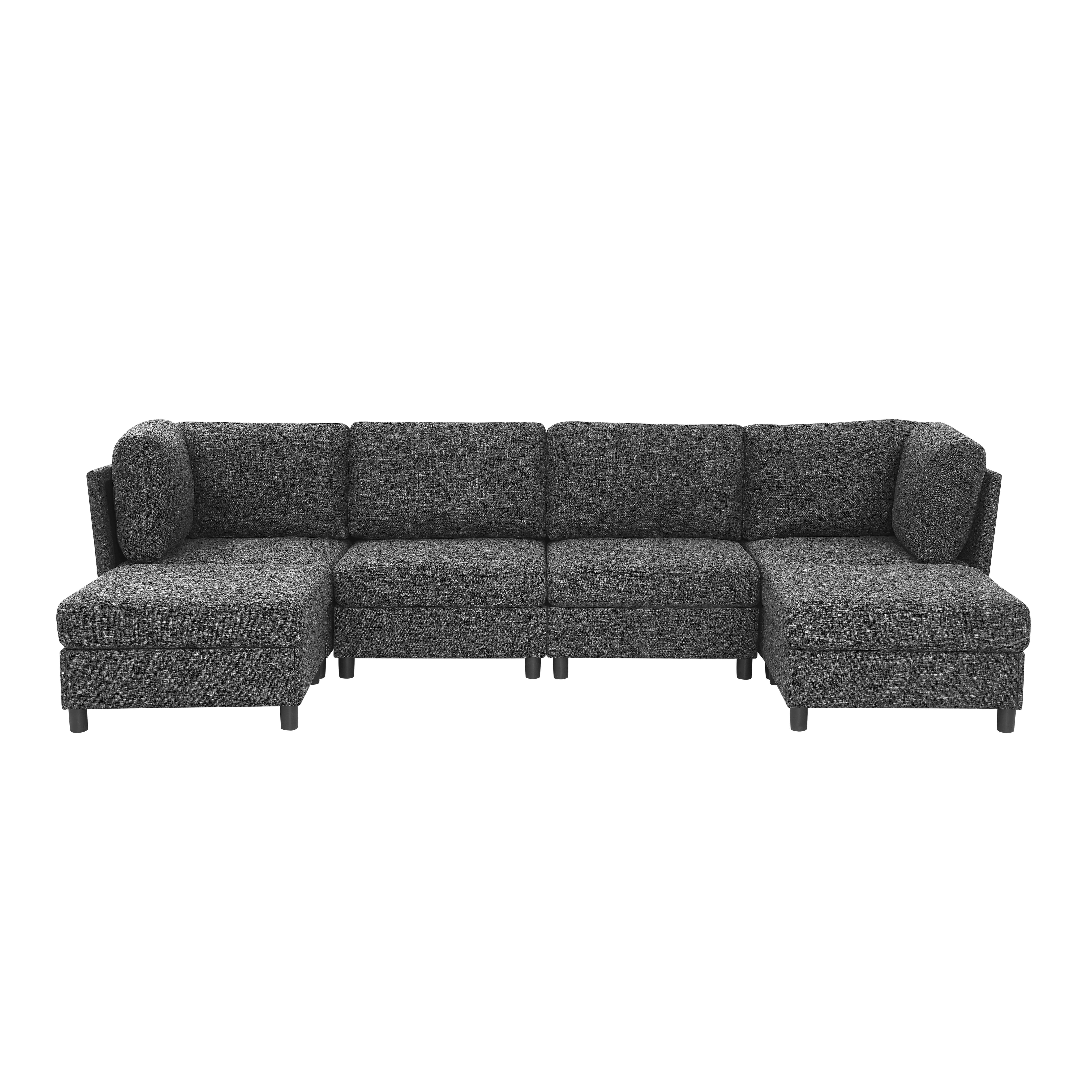 MAYEERTY 124 Inch Modular Corner Sectional Sofa, Freely Reconfigurable Modern Couch with Convertible Ottoman for Living Room