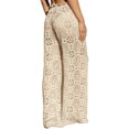 thumbnail image 5 of Womens Crochet Swimsuit Coverup Pants High Waisted Drawstring Sexy Sheer Mesh Knit Wide Leg Beach Pants, 5 of 6