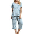 thumbnail image 5 of YDFCWXW Pajama Sets for Women, Womens Pajama Sets Short Sleeve Pj Sets 2 Piece Lounge Set Blue, 3XL, 5 of 7