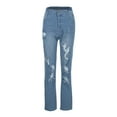 thumbnail image 4 of Wyzesi Wide Leg Jeans Women Plus Size 3X Ladies' Distressed Ripped Casual Streetwear Hop Straight Leg Mid Rise Jeans, 4 of 8