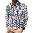 thumbnail image 2 of LEBONYARD Mens Tops Long Sleeve Clearance under $5,Men's Casual Printed Zipper T-shirt Shirt Long Sleeved Lapel Top Gray M, 2 of 5