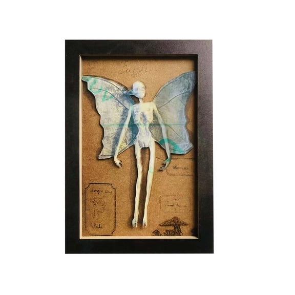 Handmade Wooden Fairy Shadow Box Display - Artistic Decor With Delicate Fairy Figurine And Vintage-Inspired Design - For Home Decor, Living Room, Bedroom, Office, Fairy Tale