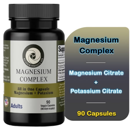 Naturgin Magnesium Complex Capsules x 460mg Magnesium Citrate + 99mg Potassium Citrate  90 Count  90 Days Supply