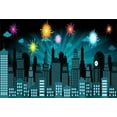thumbnail image 2 of ABPHOTO 7x5ft Photography Backdrop Cartoon City Landscape Town Wallpaper Illration Skyscraper Fireworks Happy Birthday Photo Background Backdrops, 2 of 4