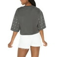 thumbnail image 2 of Women's Gameday Couture Gray Denver Broncos All-Over Rhinestone Cropped Oversized T-Shirt, 2 of 3