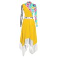 thumbnail image 4 of iixpin Robe de Danse Liturgique pour Femmes à Imprimé Floral, Costume de Louange, Robe de Danse de Salon, Jaune, M, 4 of 6