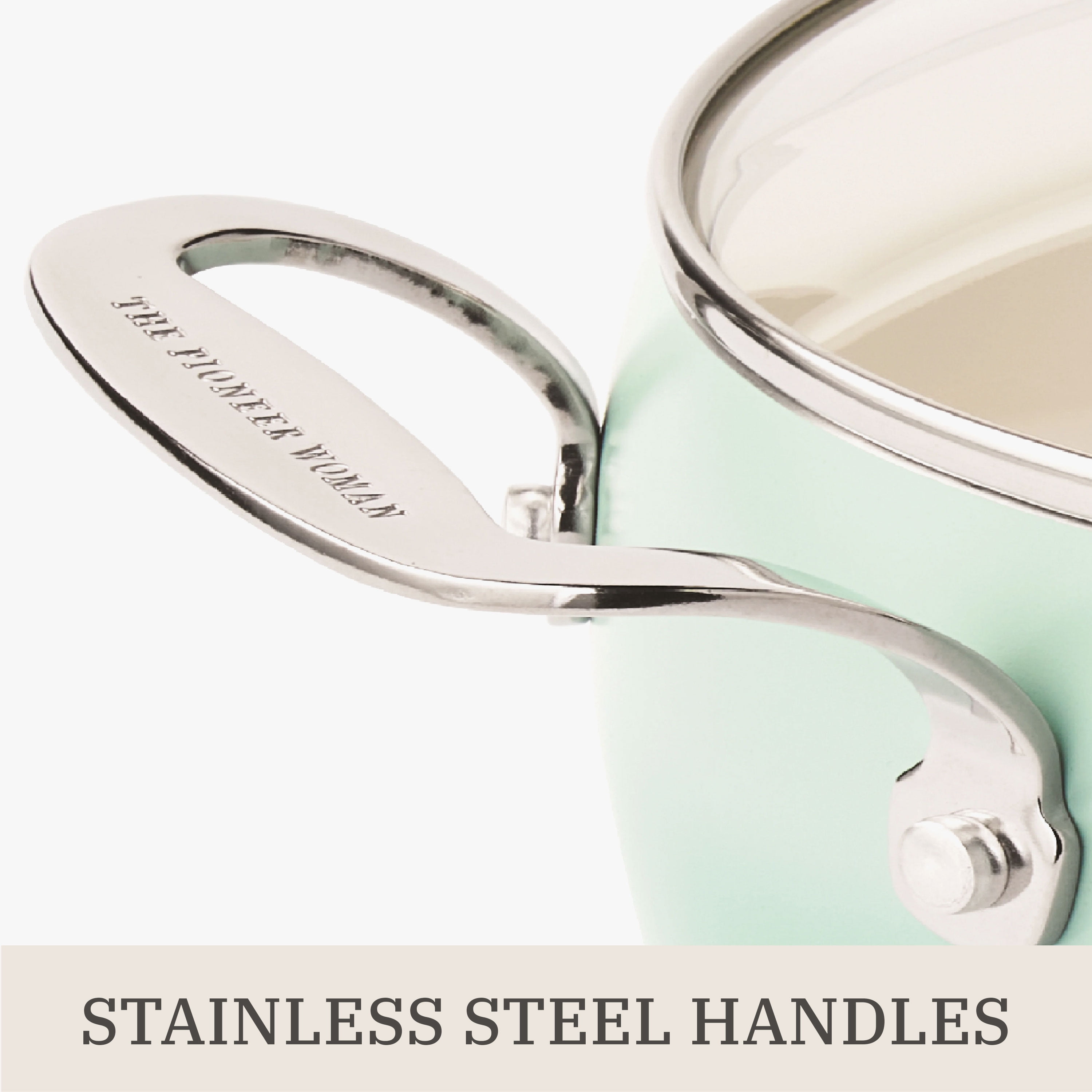 The Pioneer Woman Harlow 15-Piece Cookware Set, Ceramic Non-Stick Pots and Pans Set, Green