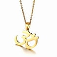 thumbnail image 3 of Yoga Aum Om Ohm Sanskrit 14K Yellow Gold Pendant Chain Necklace Men India Outdoor Sport Women Bijoux Jewelry, 3 of 7