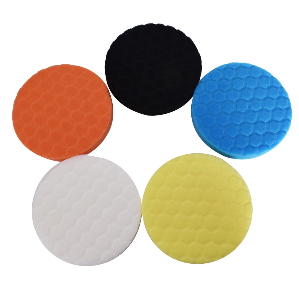 findmall 5Pcs 5 Inch Backing Plate Compound Buffing Sponge Pads Polishing Pads Kit