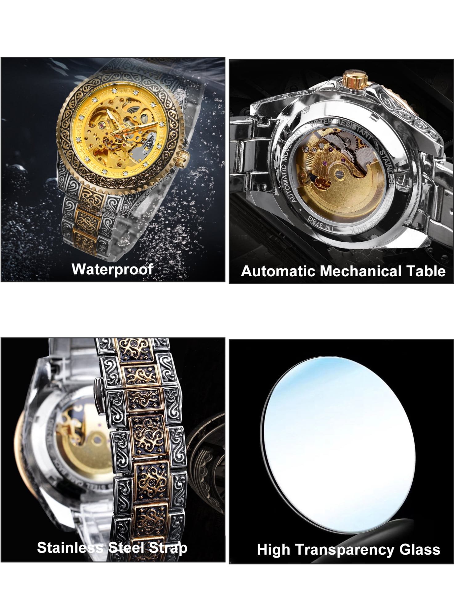 TSV Luxury Men's Stainless Steel Automatic Mechanical Wrist Watch
